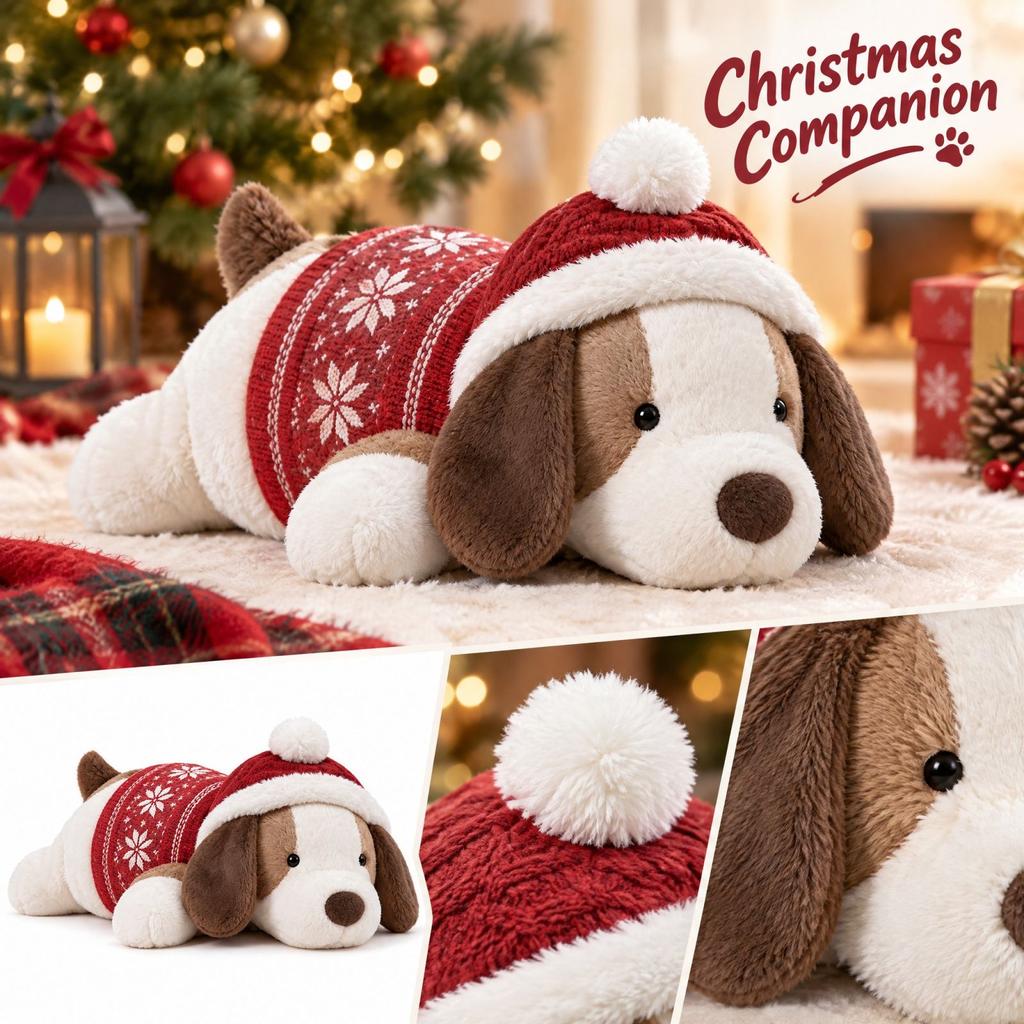 Christmas Plush Toy Soft Holiday Stuffed Animal Decoration Gift for Kids and Adults