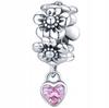 Charms Flowers With Heart Pendant Bead Charms Pr 925 S925