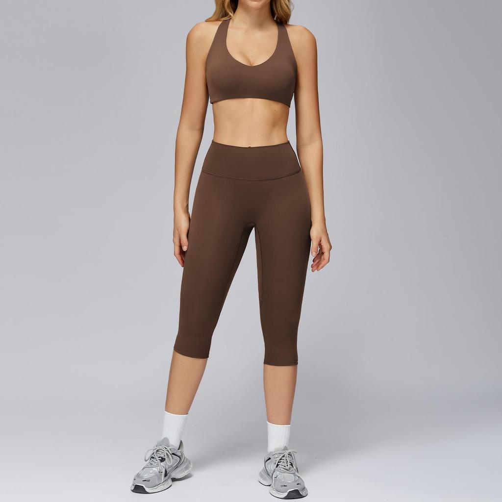 European-American Yoga Set: Brushed Wide-Leg Sportswear for Running & Fitness