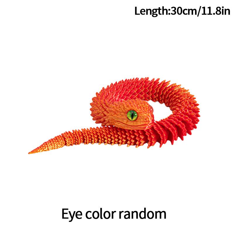 3D Printed Snake 3D Printing Fidget Animals Crystal Viper Snake Model Movable Joint Simulation Desk Toys Car Ornaments Kids Gift