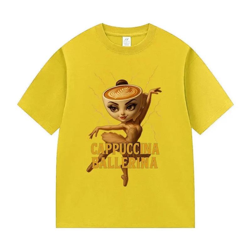 Lustiges Cappuccino Ballerina Grafik T-Shirt Mode Gemütlich Heißer Verkauf T-Shirt Sommer T-Shirts Damenbekleidung Mein Körper Meine Wahl