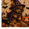 Halloween Puppy Witch Decor Faux Pearl Painting Kit, Ghost 3D Art Craft Stress Relief for Adults Beginners, Home Wall Decor, DIY Gift Cute Party