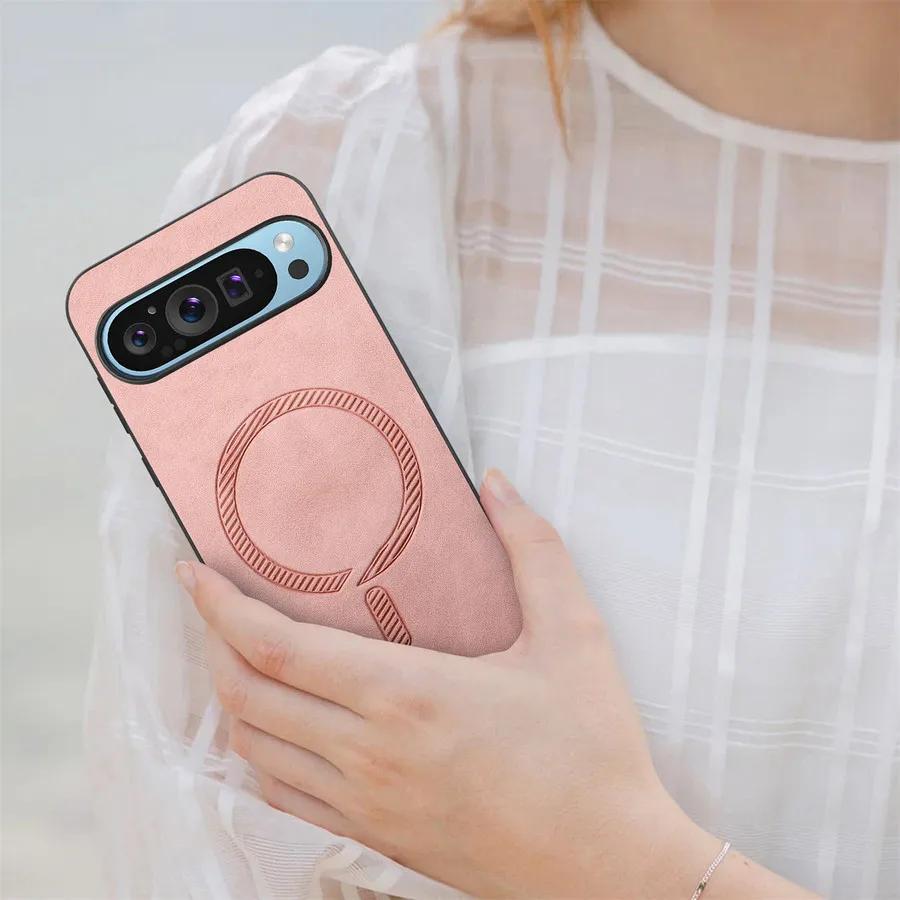 Luxury Business Leather Magsafe Case for Google Pixel 7 8 9 Pro 7A 8A Pixel 9 Pro XL Magnetic Wireless Charging Shockproof Protect Cover