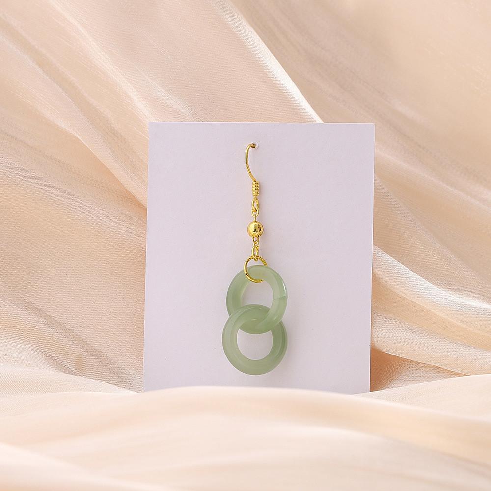 

Андезитовые серьги-кольца с нефритом в этническом ретро-дизайне StyleB