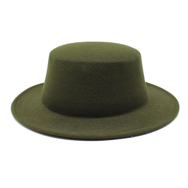 European, American And British Style Flat Top Top Hat, Autumn And Winter Parent-Child Big-Brimmed Gentleman'S Hat, Men'S Fashion Woolen Hat