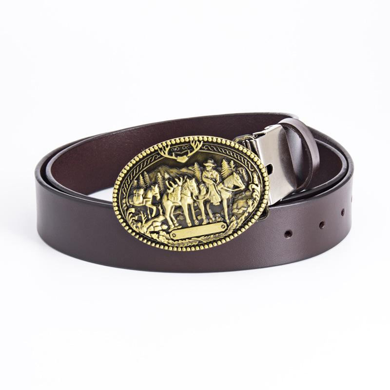Men's Trendy Western Cowboy Genuine Leather Belt - Retro Punk Style, Perfect for Formal Wear or Birthday & New Year Gifts.