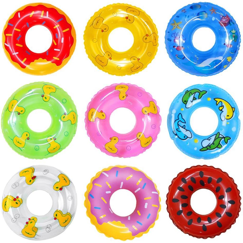 10Pcs Inflatable Mini Swimming Rings Water Games Swimming Ring Toys Neighborhood Mini Children'S Swimming Ringscdonuts Toy