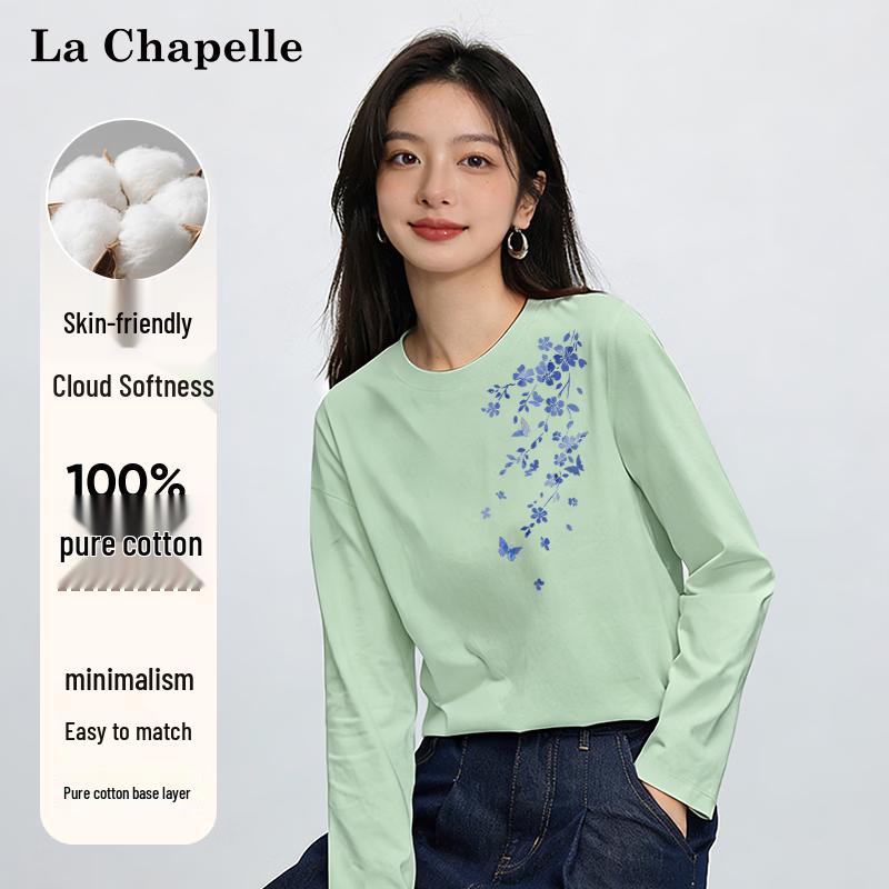 

La Chapelle Women s Floral Print Long Sleeve Cotton T-Shirt 2XL