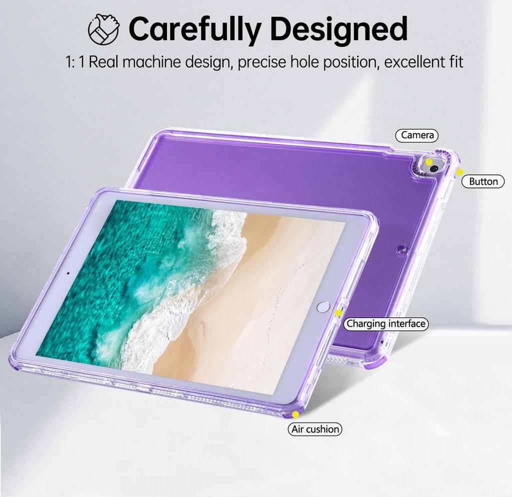 Clear Case for iPad 10.2 (2021)/(2020)/(2019)/Air 10.5 inch (2019) 3 in 1 PC + TPU Shockproof Tablet Cover