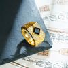 24K Gold Bold Zircon-Inlaid Wide Face Men'S Ring Au999 - 24K Forged/Au999 Certified, Wide Face+Zircon, Tough Bold Style For Men