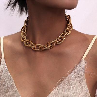 Vysoce kvalitní náhrdelník Punk Lock Choker Přívěsek Dámský límec Prohlášení Značka Zlatá Barva Robustní náhrdelník s tlustým řetízkem Steampunk