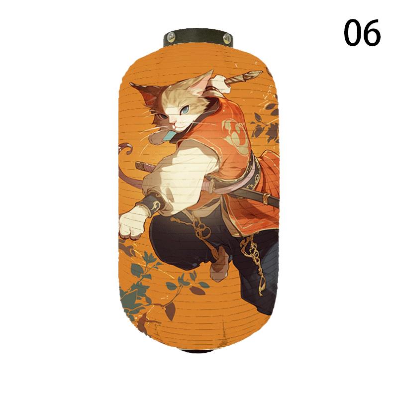 20x35cm Japanese Kimono Samurai Cat Art Pattern Lantern Restaurant Izakaya Cuisine Decor Advertising Sign Ukiyo-e Cloth Lanterns