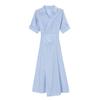 Women's Summer French Striped Shirt Dress - Elegant Long Style, College-Inspired, Absolutely Stunning