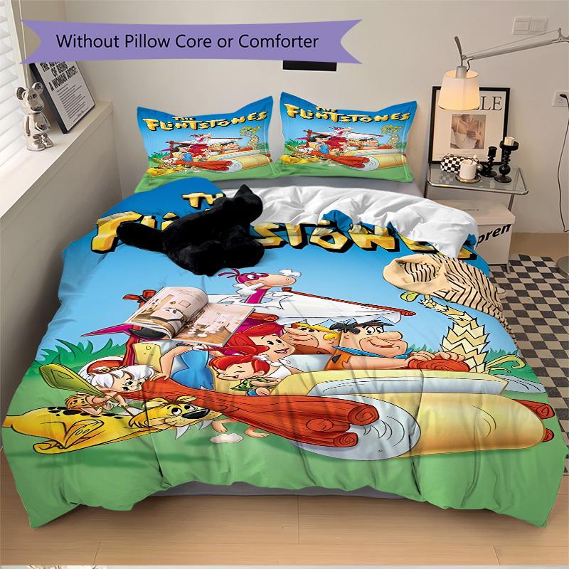 3pcs The Flintstones Duvet Cover Set, 1 Duvet Cover + 2 Pillowcases (No Insert), High-Definition Print, Home & Dorm Set yy251208095