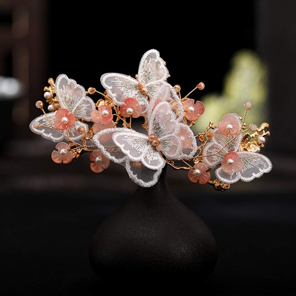Chinese Flower Tassel Traditional Classical Style Hair Stick Pin, Butterfly Hair Comb Hairpin Sets Crystal Hair Chopsticks Headwear Hair Accessories