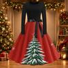 Women's Casual Vintage Christmas Print Neck Dress