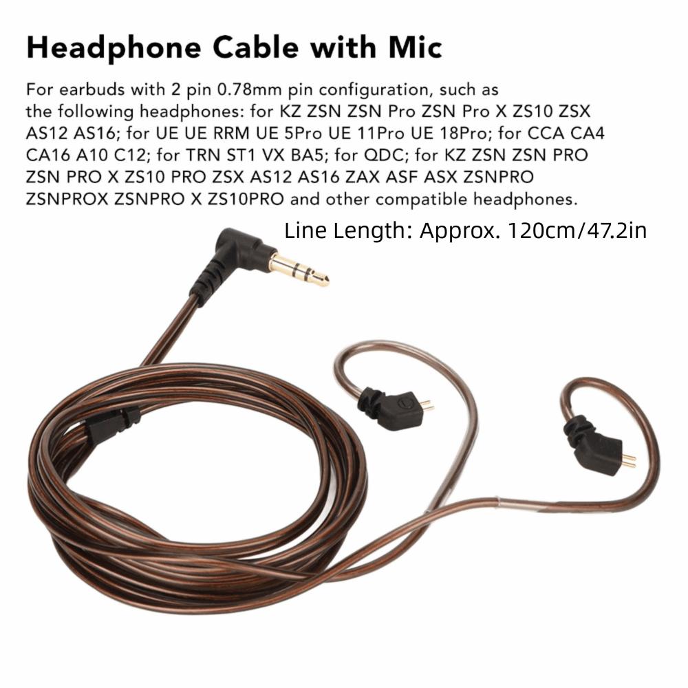 Noise Reduction Replacement Headphone Cable Upgrade Cable  Sound Improvement