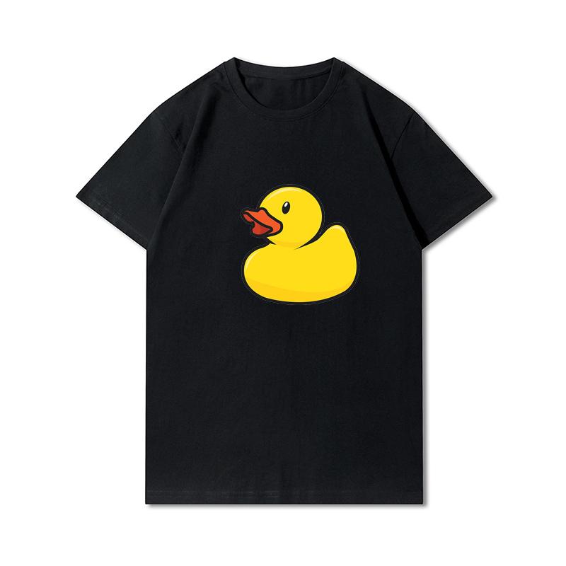 Letní trička větší velikosti pro ženy Whisling Duck Potištěné Neformální tričko s krátkým rukávem Topy 100% bavlna Oversize O Trička s výstřihem