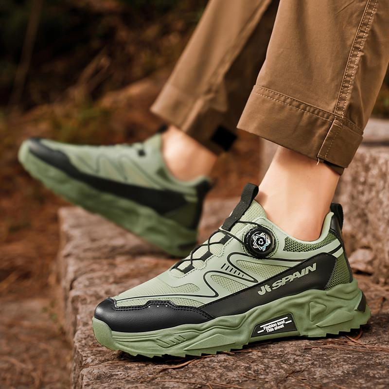 Atmungsaktive Weichsohlen-Sneaker Herren-Freizeit-Sportschuhe vier Herbst-Neuheiten rotierende Schnürsenkel Komfort Outdoor Laufschuhe