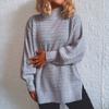 Autumn and Winter New European and American Casual Loose Half High Neck Long Sleeved Knitted Sweater Pullover for Women 3511