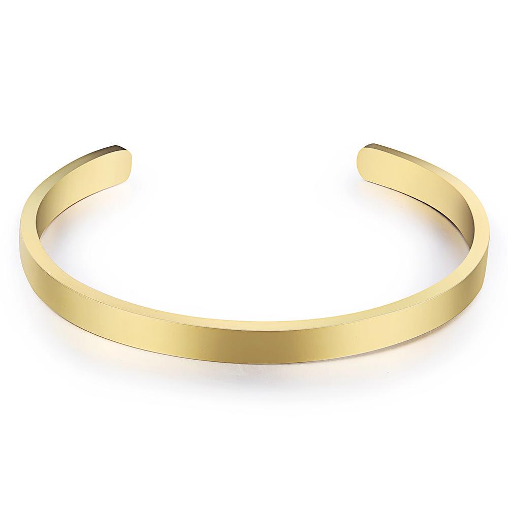 Stainless Steel C-Shaped Openable Bracelet, 5MM, 15CM, Smooth Surface, Engravable.
