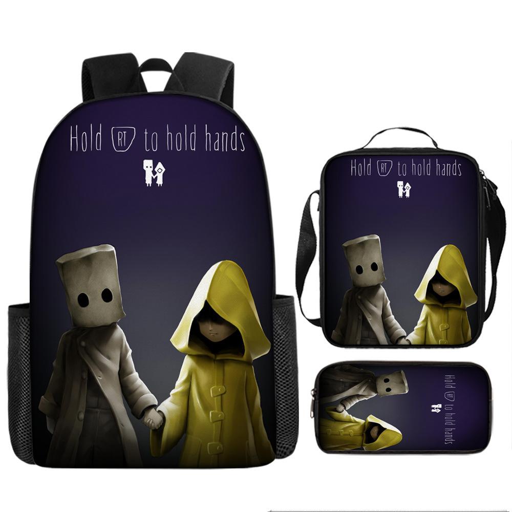 Luxury Popular Novelty Little Nightmares 3D Print 3pcs/Set pupil School Bags Laptop Daypack Backpack Lunch bag Pencil Case