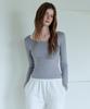 MUSINSA STANDARD WOMAN Women'S Tencel Slim Ballerina Long Sleeve T-Shirt [Blue Gray]