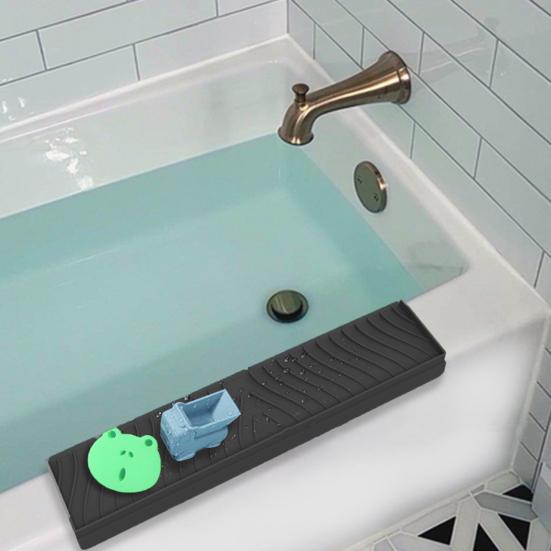 Silicone Sink Edge Protector Splash Guard with Suction Cup Anti-slip Multifunction Countertop Kitchen Bathtub Sink Wash Basin Anti-splash Tray Sink