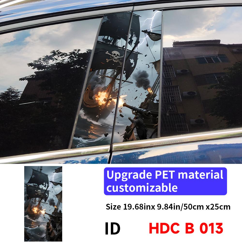 Pirate Ship Caribbean Car Sticker Car B-pillar Vinyl Decal Waterproof Auto Center Pillar Sticker Cover Scratches Decor Accessory