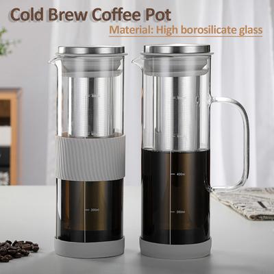 High Borosilicate Glass Cold Brew Coffee Pot 800ml Large Capacity Airtight Cold Brew Iced Coffee Pot  Portable Coffee/Tea Maker