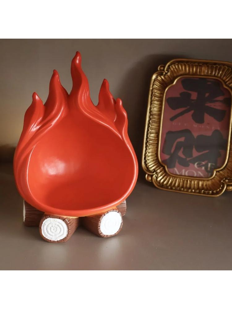 Fun cartoon firewood flame key tray storage box home decoration crafts suitable for home, indoor and outdoor use blessing gifts