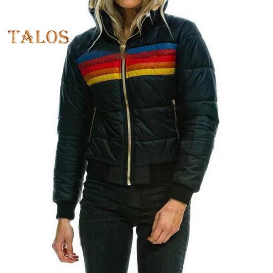 

Зимнее хлопковое пальто с карманами, застежка-молния Coloblock, капюшон, утепленный, ветрозащитный кардиган, короткая эластичная хлопковая куртка с манжетами и подолом M чёрный