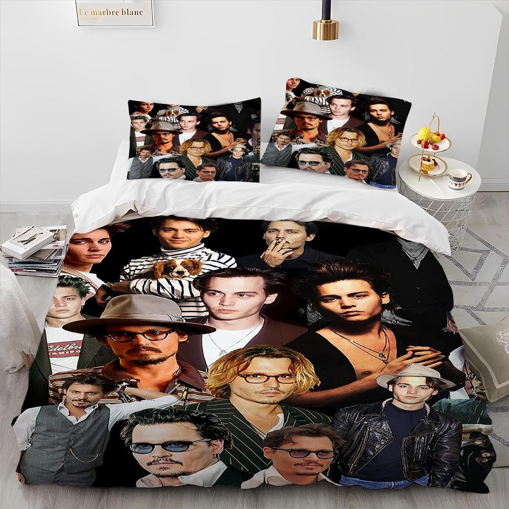 3D Printing Johnny Depp Series Comforter Bedding SetDuvet Cover Bed Set Quilt Cover PillowcaseKing Queen Size Bedding Set Kids