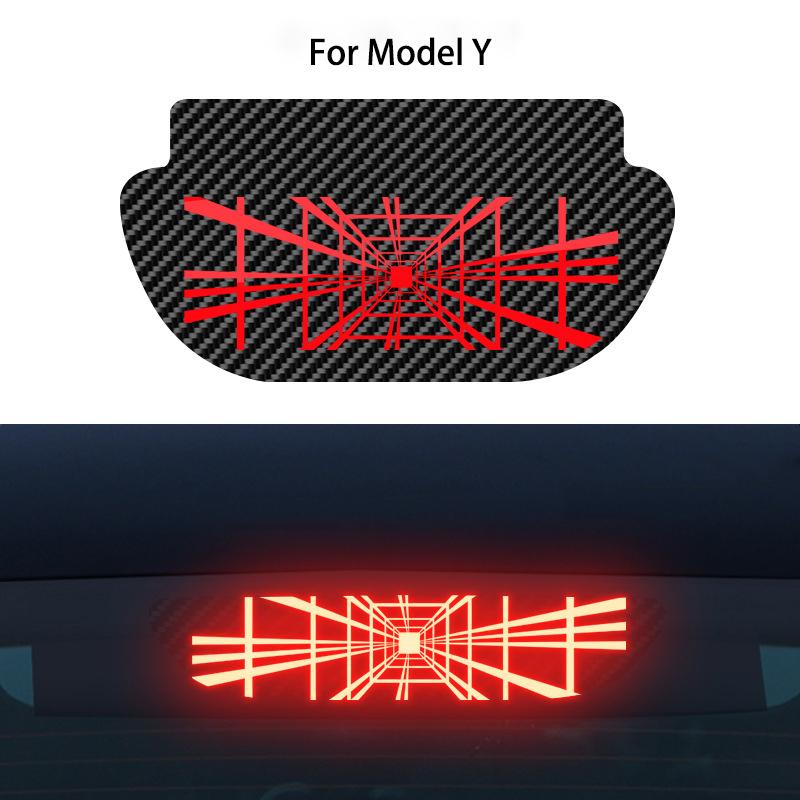 For Tesla Model Y 3 High Mount Mounted Brake Lamp Carbon Car Brake Projection Board PVC Soft Decal Top Tail Light Emblem Sticker