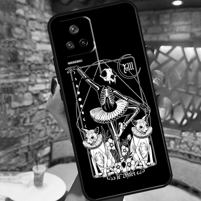 Death Tarot Cat Case For Xiaomi 13 14 15 Ultra 11T 12T 13T 14T Pro POCO X7 Pro X3 X5 X6 M6 F5 F6 Pro Cover