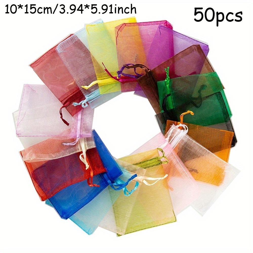 50pcs Organza Drawstring Jewelry Small Bag for Earring Favor Wrapping Packing Pouch Packaging Wedding,Christmas Gift Packaging