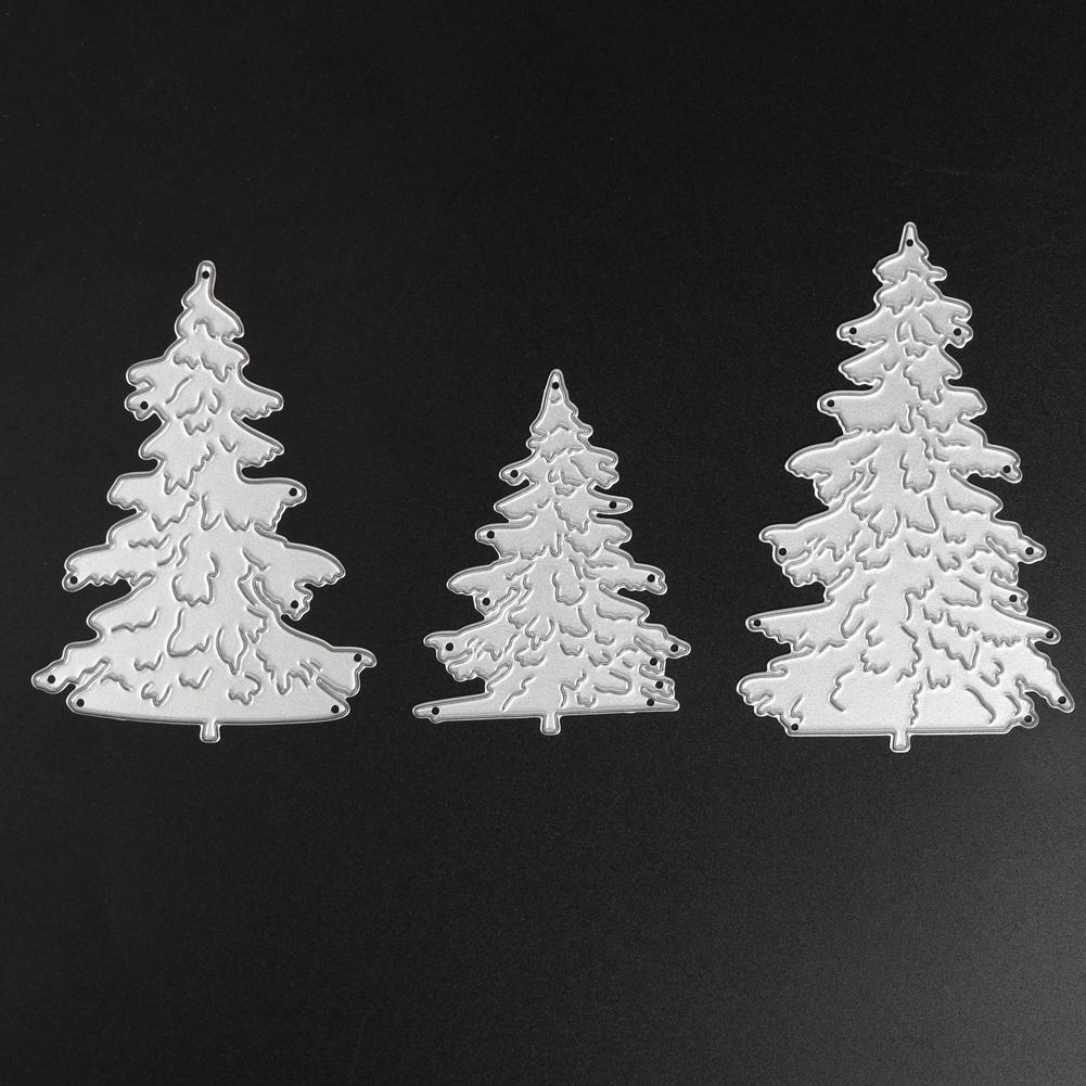 3pcs Die Cuts Christmas Tree DIY Cutting Template Decorative Embossing Solid Color Mini for Card Making for Scrapbooking