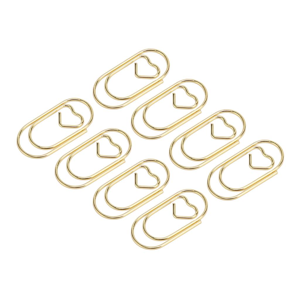 100 Stück Büroklammern Tragbar Herzform Rostfrei Galvanisiertes Metall Büroklammern Bürobedarf Gold