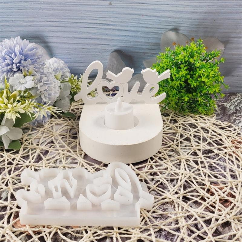 Lovebird Silicone Resin Mold Tealight Candle Holders Resin Mold Decorative Candlestick Mold for Diys Crafts Centerpieces