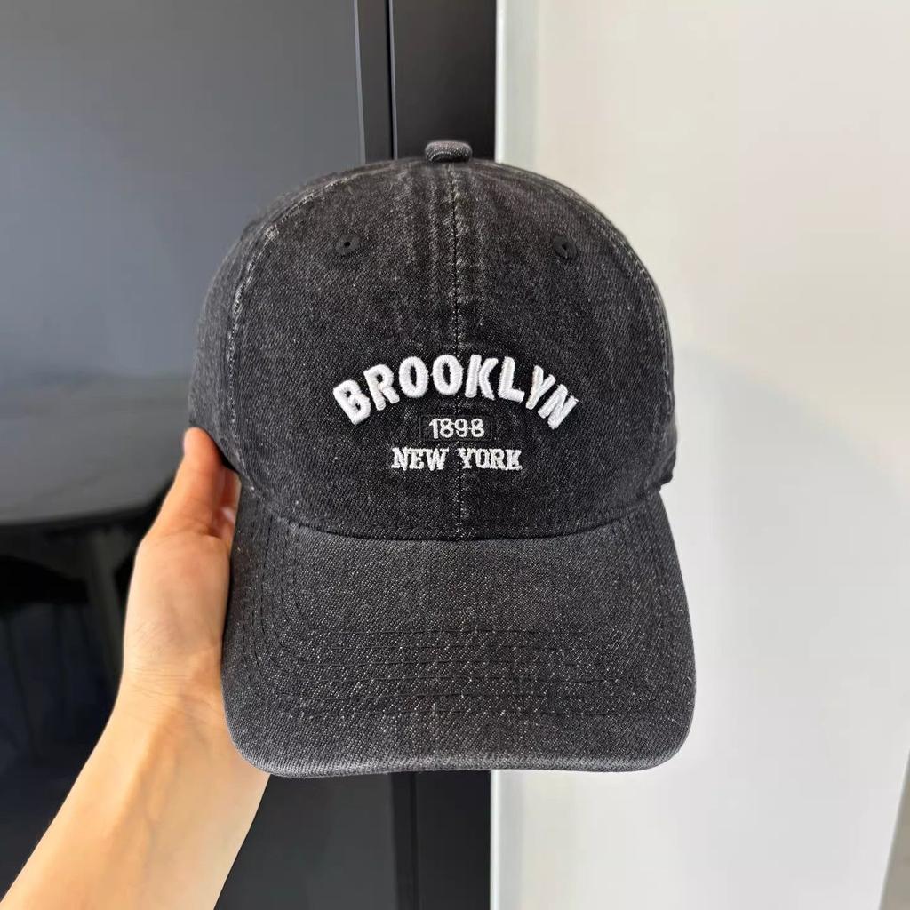 Vintage Washed Denim Letter Embroidered Baseball Cap Children's Versatile Wide Brim Sunshade Sunscreen Hat Tide