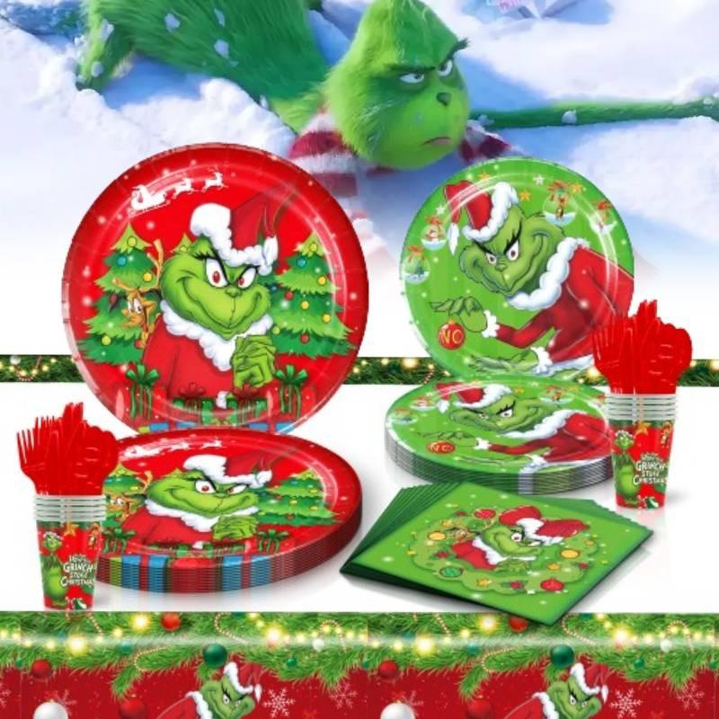 The Christmas Themed Party Decorations Supplies Set Plates Napkins Cups