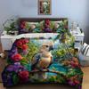 Tropical parrot with vibrant flowers Bedding Set for Kids Luxury Gift 3pcs Digital Print Comforter Set Soft Comfortable