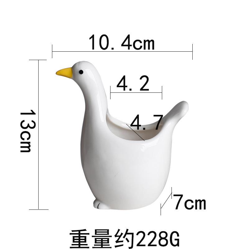 Cute Cartoon Seagull Shape Succulent Flower Pot Ceramic Breathable Cactus Green Plant Flower Pot Tabletop Ornament