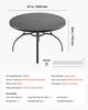 Outdoor Patio Dining Table, 120cm Round Metal Steel Slat Backyard Bistro Tables, with 38mm Umbrella Hole, Outside All-Weather Large Furniture for Lawn