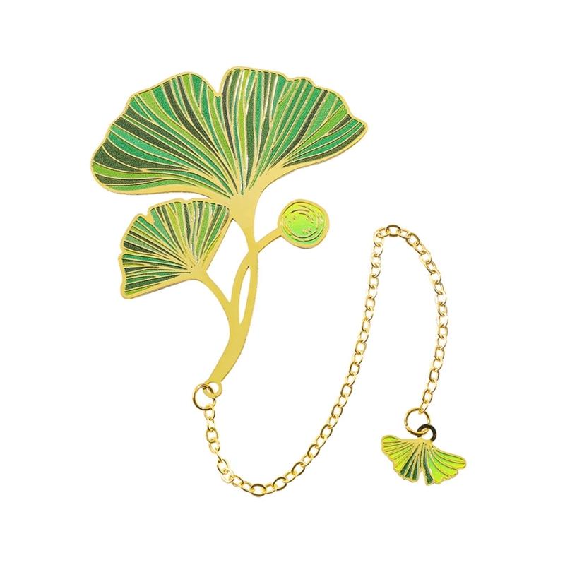 5 Pcs Chinese Style Bookmarks Page Markers Reading Bookmarkers Leaf Shape Bookmarks Metal Bookmarks with Tassels