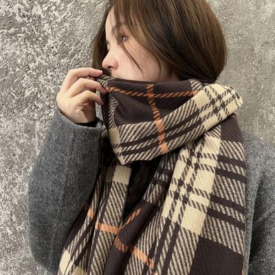 2025 Scarf Shawl Women's New Winter Thickened Warm Imitation Cashmere Scarf, Plaid Autumn and Winter Scarf Women