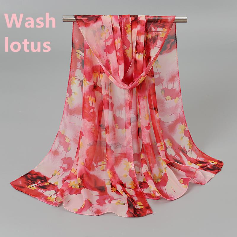 150*50cm New Floral Printed Scarf Women Long Shawl Spring Thin Georgette Hijab Beautiful Flower Pareos Beach Sunscreen Shawl