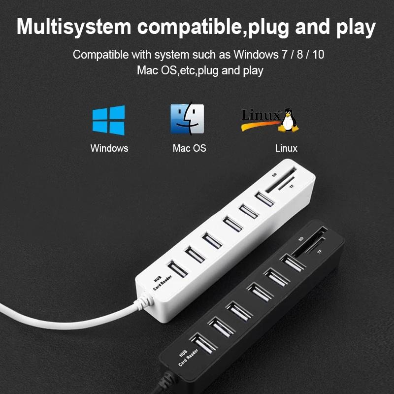 USB Hub 3/6 Port Expander Adapter USB 3.0 Hub Multi USB Splitter 2.0 Hab 3 Hub 3.0 Více USB 3.0 USB-Hub Čtečka karet pro PC