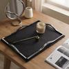 Luxury Grid Leather Tray Square Entryway Key Organizer Stainless Steel Desktop Decor Modern Home
