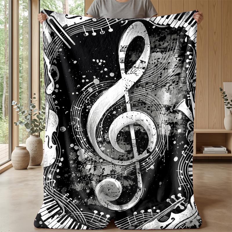 Music Notes Harmony 3 Theme Blanket Lightweight Warm Flannel Blanket Decorative Throw Blanket for Home Decoration